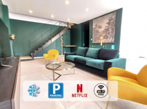 ColorChic 3 étoiles - 120m2 Plein centre - Parking Privé Terrasse Clim